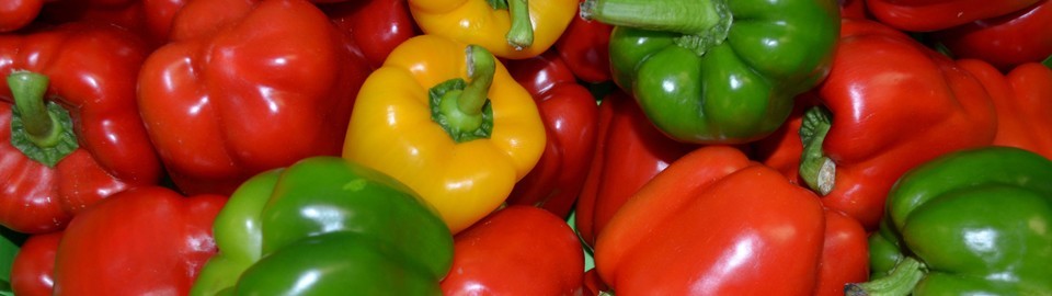 A close up of a variety of capsicums